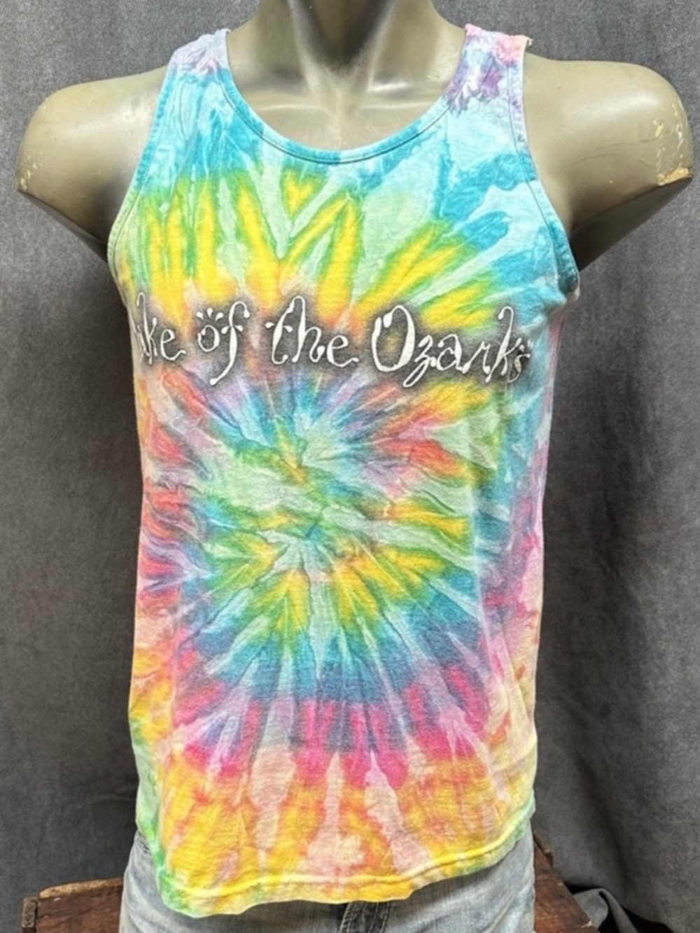 Vintage tie dye Lake of the Ozarks tank top shirt sz large men’s